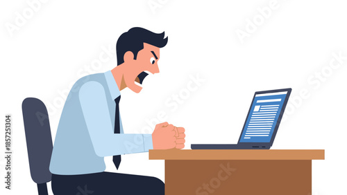 Businessman Working On Laptop At Desk.
