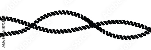 Wavy rope curve set. Repeating hemp cord stripes collection. Seamless black and white plait pattern. Vector marine twine design elements for banner, poster, frame, border in eps 10.