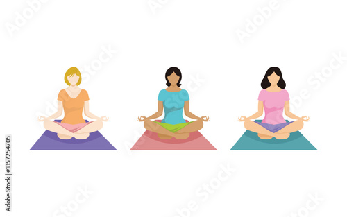 illustration of sport aerobic women yoga  meditation pilates vector design character