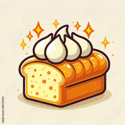Cartoon Illustration of Creamy Cake Slice.