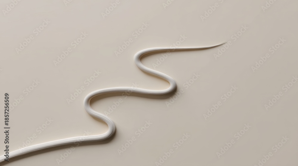 Fototapeta premium Minimalist abstract design featuring a smooth, curved line resembling a snake on a neutral background, perfect for modern art applications
