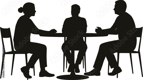 Business meeting silhouettes, professional teamwork, corporate discussion, office communication, leadership, collaboration