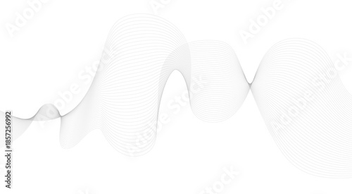 Horizontal banner template. Abstract futuristic template. Chrome technological wallpaper. Wave line background with smooth shape. Beautiful wavy line on a white background.