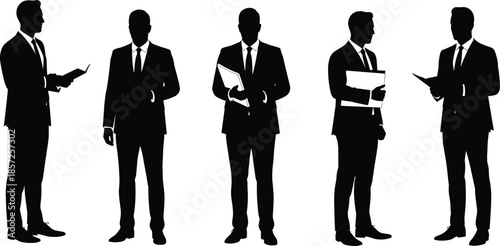 Businessmen silhouette, corporate teamwork, professional discussion, office communication, leadership, meeting, presentation