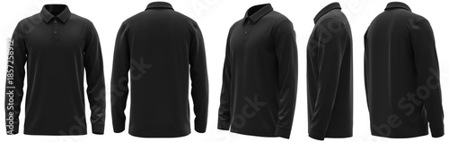 Polo shirt long sleeve with cuff and rib collar, men’s style, 2-button placket. High-quality apparel design.