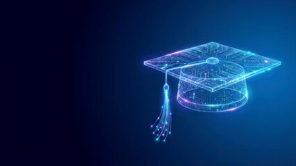 Futuristic Digital Graduation Cap with Glowing Circuitry