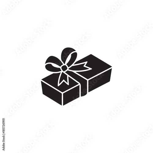 a stylish black gift box with a decorative bow presented in a striking silhouette high quality