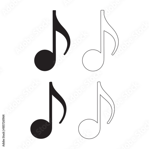 a minimalist composition displaying two sets of musical notes one filled and one outlined a silhouette