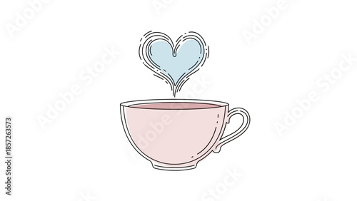 Warm heart steaming from a pink teacup
