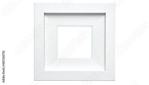 Square white frame with inner square, centered, against a black backdrop