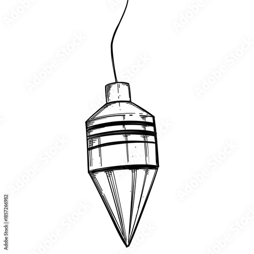 Plumb bob vector line art hand drawn illustration