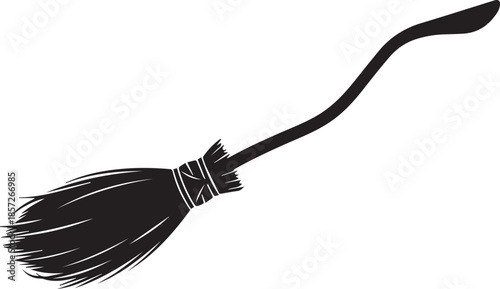 Witch Broom silhouette vector black on a white background
