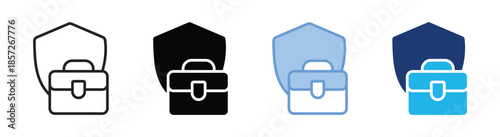 Shield icon set multiple style collection