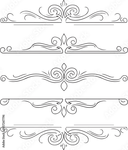 Elegant Vintage Ornamental Flourish Dividers for Classic Decorative Design