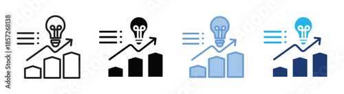 Statistics icon set multiple style collection