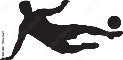 Soccer player silhouette vector illustration, football action poses, kicking ball stance, cad drawing flat vector illustration, sports icon design