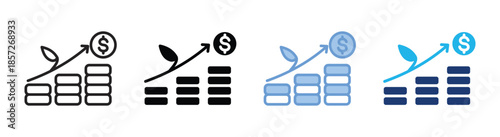 Money growth icon set multiple style collection