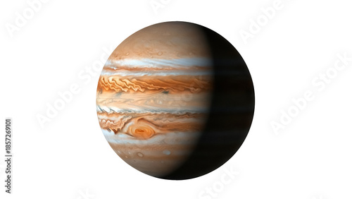 Obraz na plátně Jupiter planet isolated PNG, gas giant with colorful bands and swirling clouds o