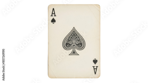 Ace of spades playing card isolated PNG, vintage style poker card for casino games and magic tricks on transparent background