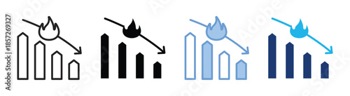 Burndown icon set multiple style collection