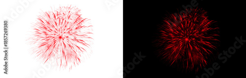 Fotografija Stunning red fireworks display with transparent background and an alternative vi