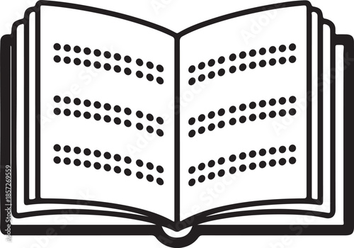 Braille Book Icon – Line Art Symbol for Accessibility, Education, and World Braille Day Awareness vector