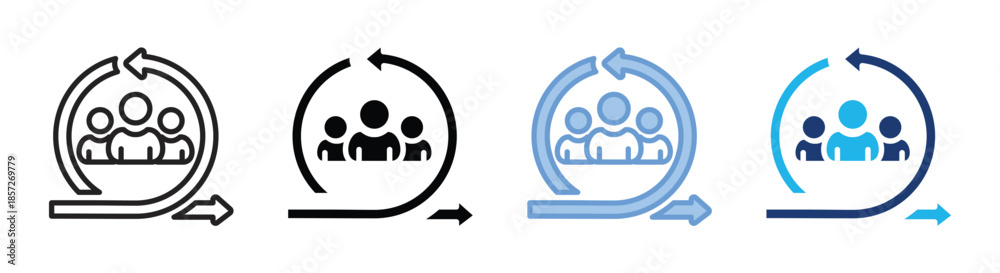 Obraz premium Teamwork icon set multiple style collection