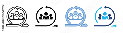 Teamwork icon set multiple style collection