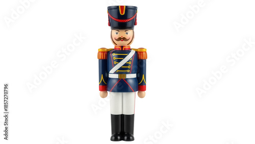 Foto Wooden toy soldier isolated PNG, traditional Christmas decoration figurine with