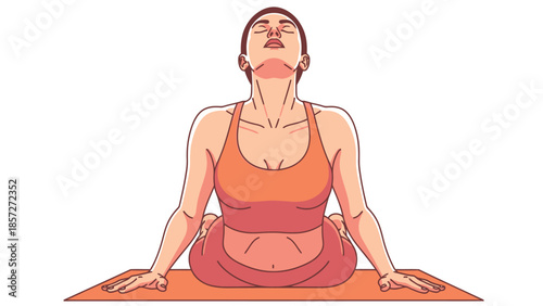 Vector illustration of a woman performing the cobra yoga pose for back strengthening and wellness