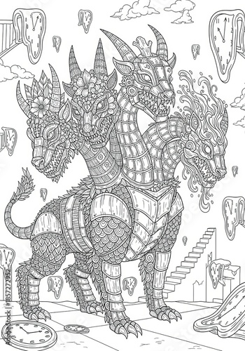 Magical Creature Illustration for Adult Coloring