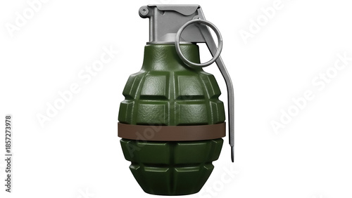 фотографія Green hand grenade isolated PNG, military explosive weapon for combat and war ga