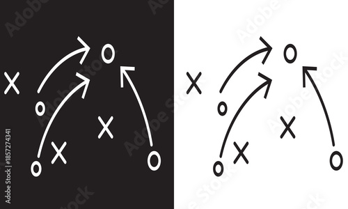 football tactics Icon set. Symbol isolated white background. vector illustration. color editable.
