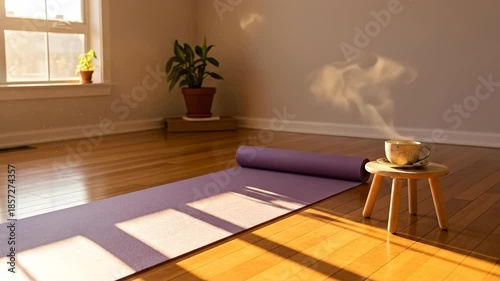 Starting a Calm Yoga Session in a Bright Minimal Room