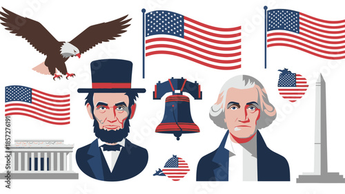 American Patriotic Symbols And Historical Figures bald eagle