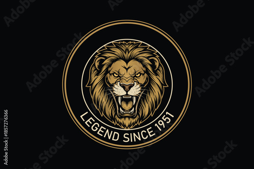 Golden lion head logo with legend since 1951 text on black