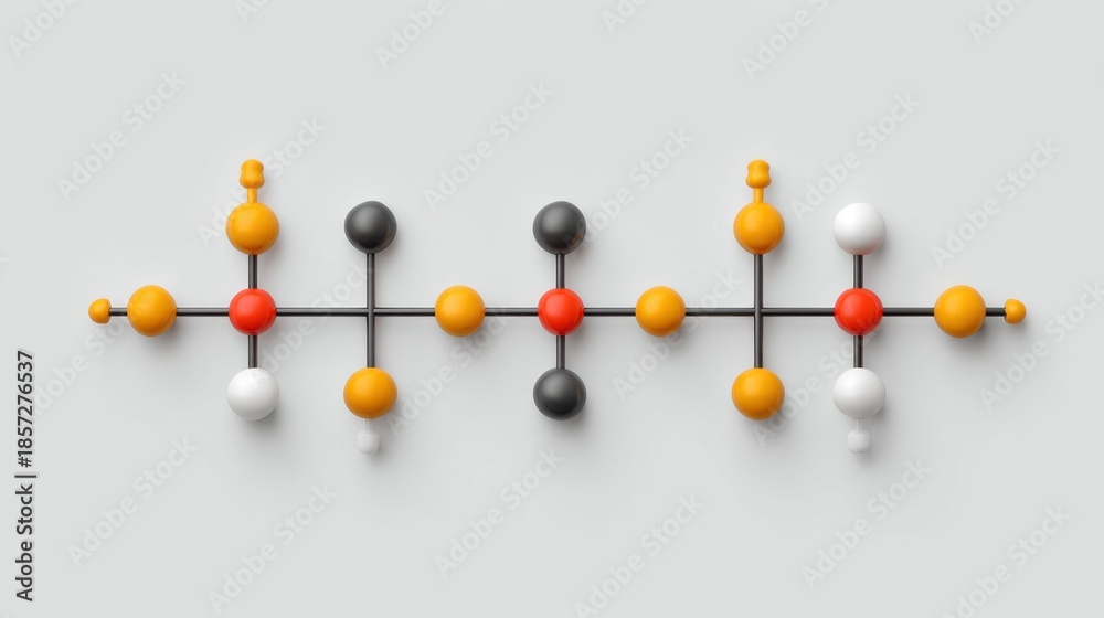 Obraz premium Colorful Molecular Structure Model Representing Chemical Bonding and Interaction in a Simplified Educational Format for Science and Learning Purposes