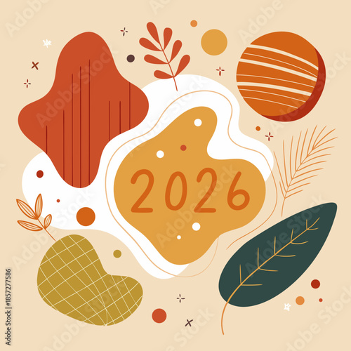 Celebrating the year 2026 with autumn elements