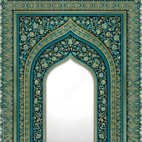 Intricate islamic archway with floral patterns and ornate details