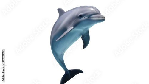 Fototapeta Realistic bottlenose dolphin PNG isolated on transparent background, marine mammal with smooth skin and streamlined body for ocean life concepts