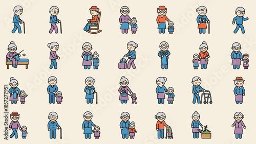 Collection of Cartoon Characters in Various Poses.