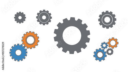 Colorful Gears Mechanism System Parts.