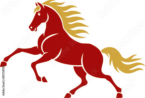 Chinese New Year 2026 Red Galloping Horse Paper Cut Vector