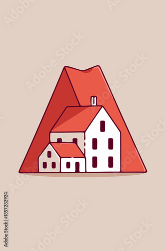 House Icon Inside Triangle Shape Illustration
