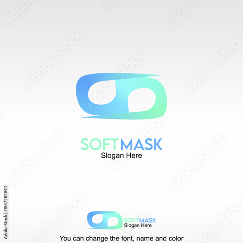 Soft Mask. A blue oval with two white holes. Symbolizing simplicity and flexibility.