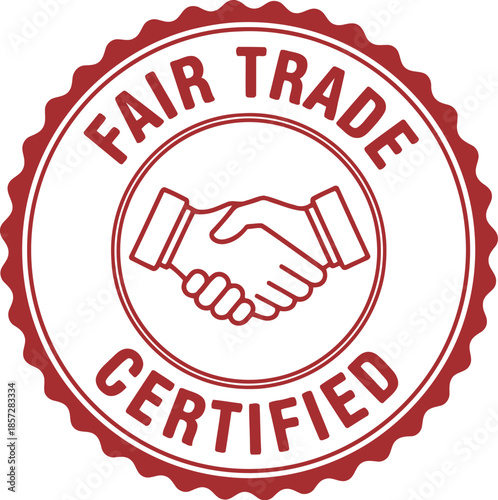 Fair Trade Certified Badge with Handshake Icon – Ethical Business Certification Label for Sustainable Products