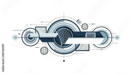Dynamic Geometric Illustration of Soccer Concepts with Abstract Technical Elements and Strategic Game Design for Modern Sports