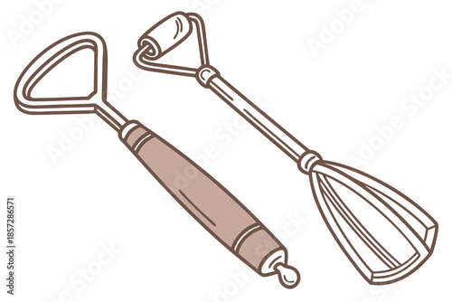 Two Facial Massage Rollers with Wooden Handles on White Background facial roller jade roller