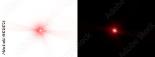 Foto Small red light spot flare effect with star burst on transparent background for