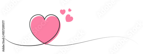 Pink heart illustration with an elegant smooth curved line